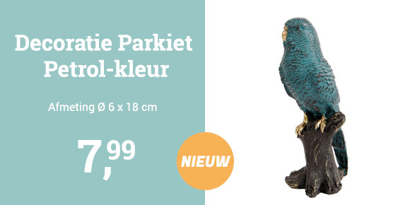 Decoratie Parkiet Petrol, 18cm