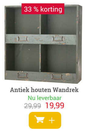 Antiek Houten Wandrek Groen, 39cm