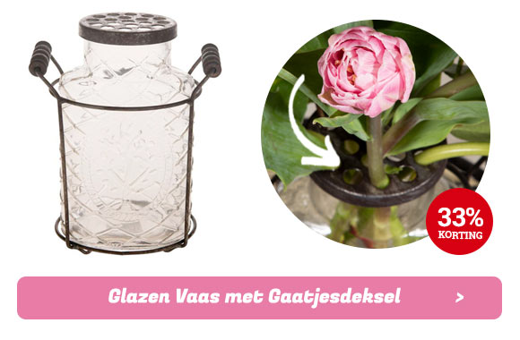 Vaas met Metalen Deksel, 18cm