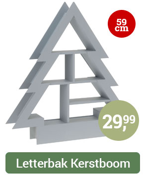 Letterbak Kerstboom Grijs, 59cm