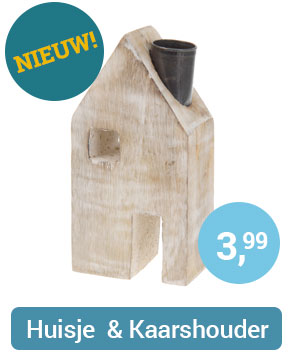 Houten Huisje Kaarsenhouder
