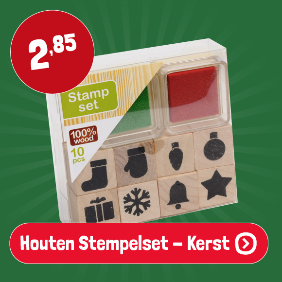 Houten Stempelset - Kerst, 10dlg.
