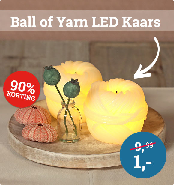 Kikkerland, Ball Of Yarn LED Kaars, 8 cm