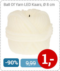 Kikkerland, Ball Of Yarn LED Kaars, 8 cm