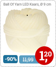 Kikkerland, Ball Of Yarn LED Kaars, 9 cm