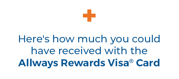 Here's how much you could  have received with the  Allways Rewards Visa® Card