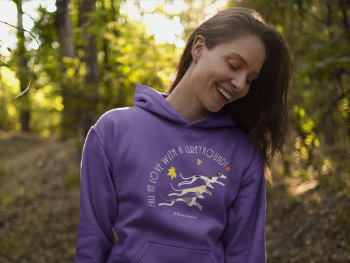 Fall in love with a greyhound hoodie