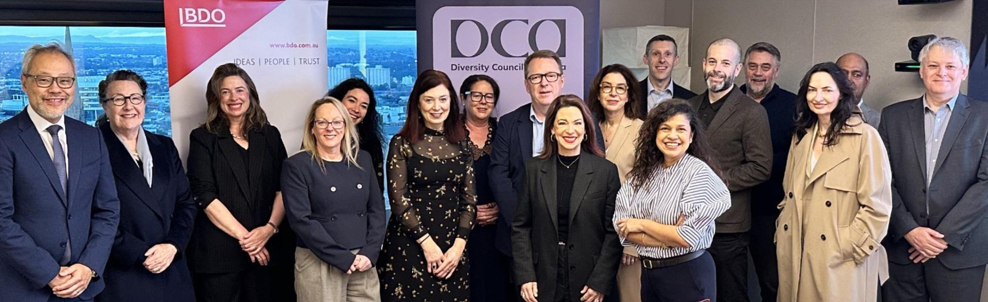Photo of CEOs standing together from the Rountable in Melbourne
