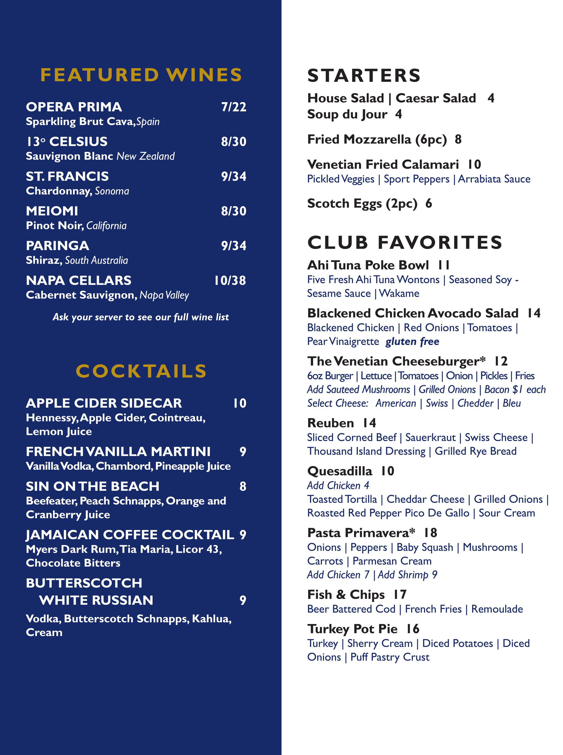 Venetian Dinner 5:00 pm - 7:40 pm - 11/17/2021 - Venetian River Club