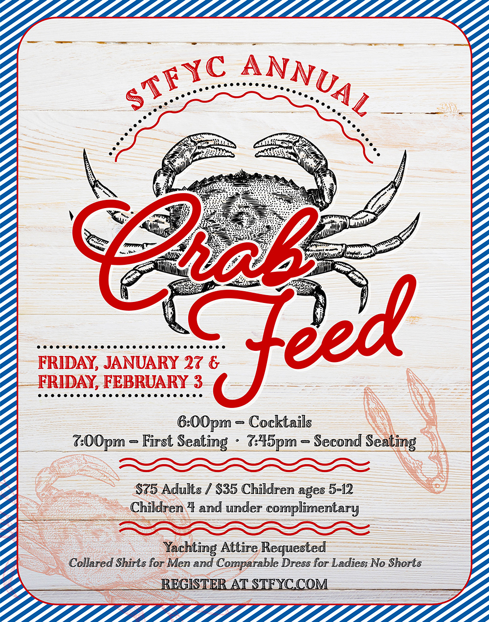 6PM - Crab Feed #1 - 1/27/2023 - St Francis Yacht Club