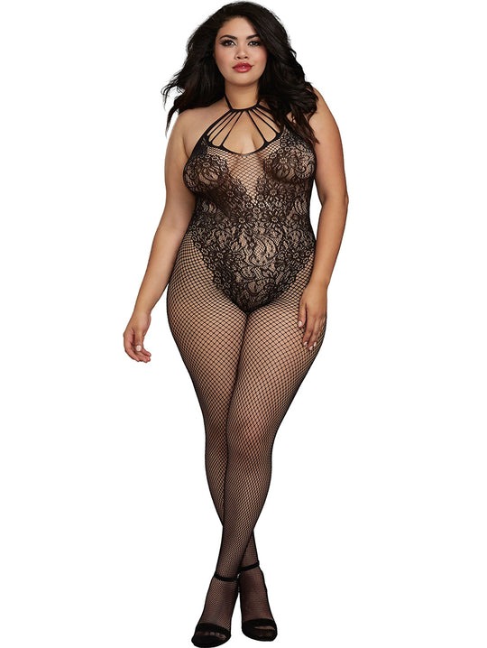 DREAMGIRL FISHNET BODYSTOCKING WITH TEDDY DESIGN