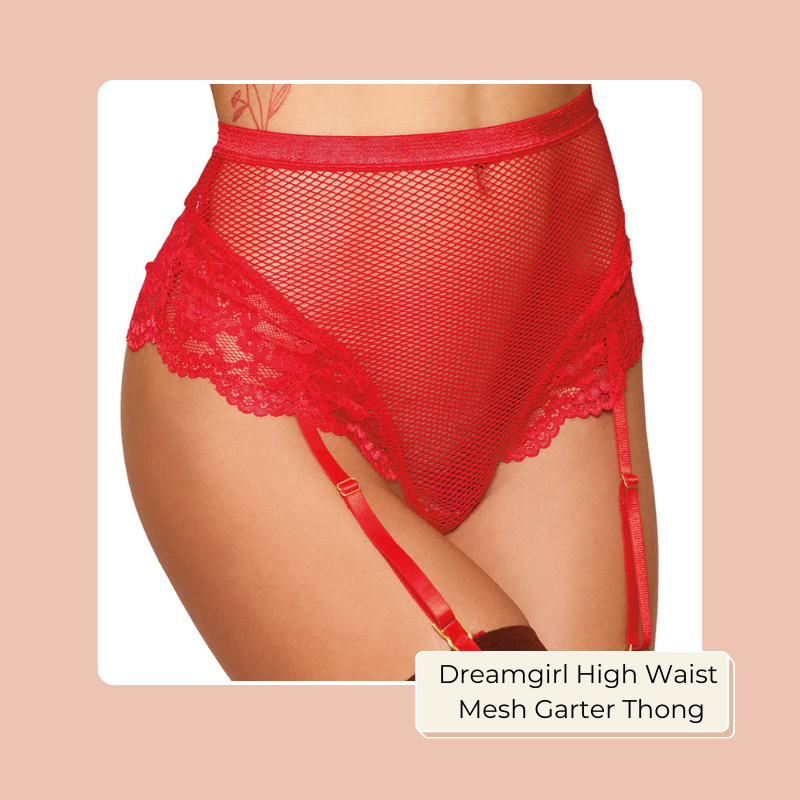 Dreamgirl High Waist Mesh Garter Thong