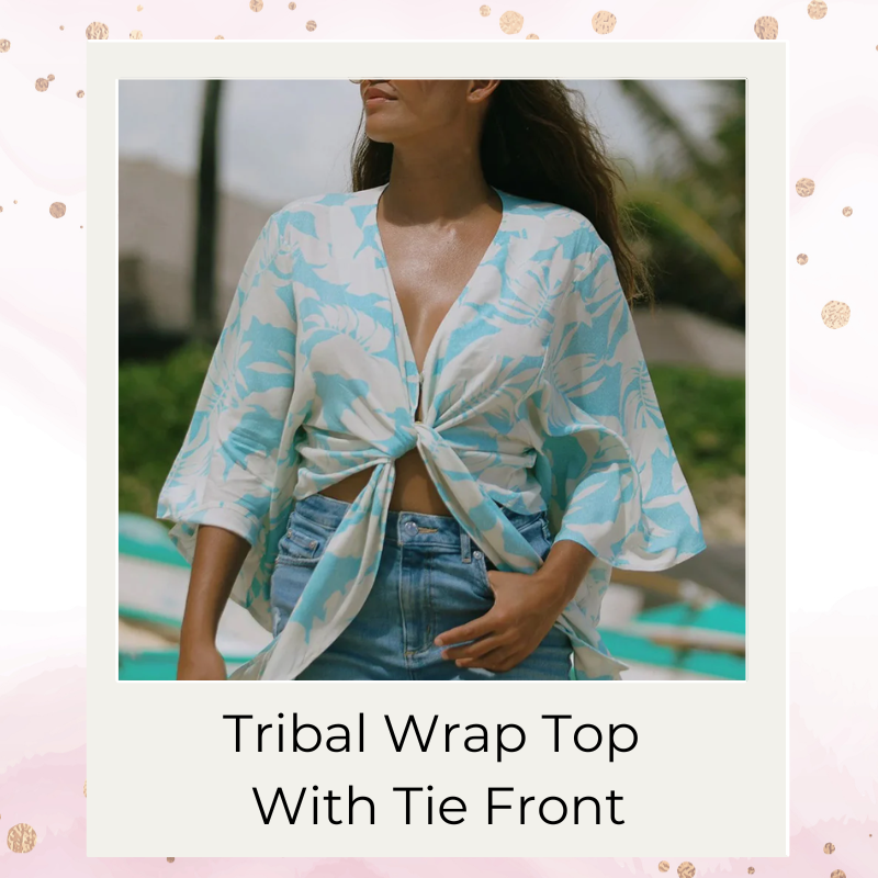 Tribal Wrap Top With Tie Front