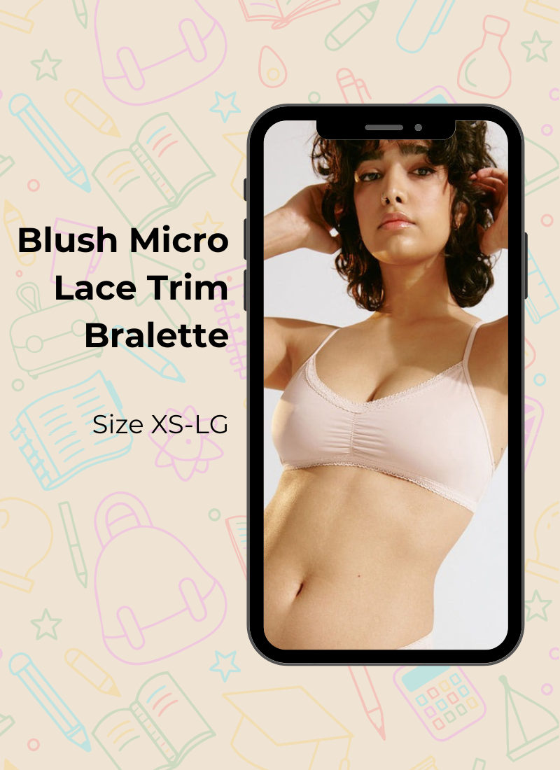 blush micro lace trim bralette