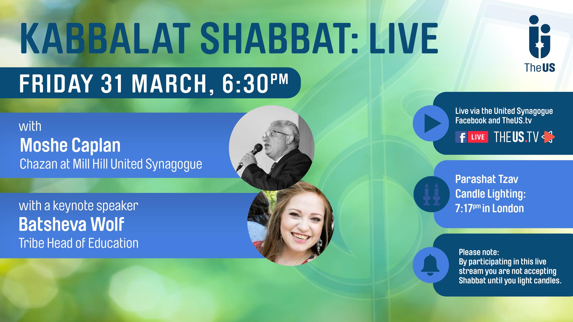 Kabbalat Shabbat at 6:30pm