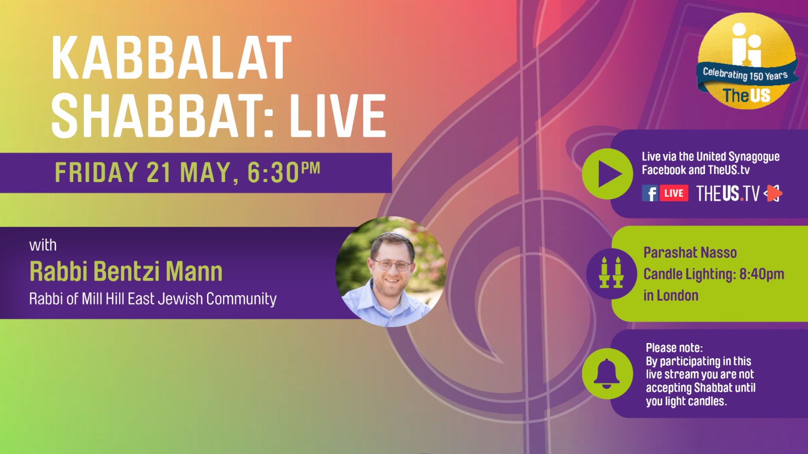 Kabbalat Shabbat Live at 6:30pm