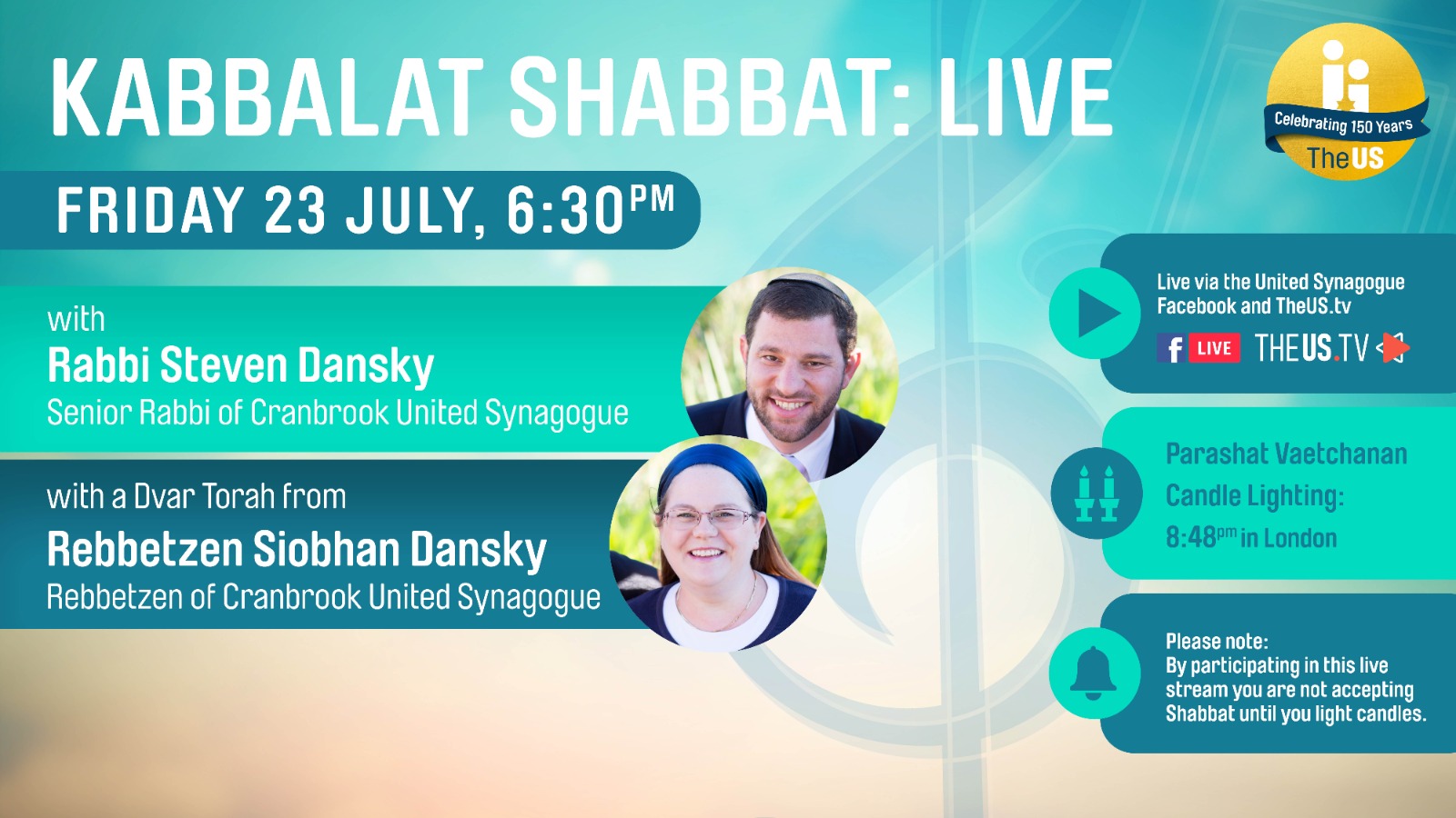 Kabbalat Shabbat Live at 6:30pm