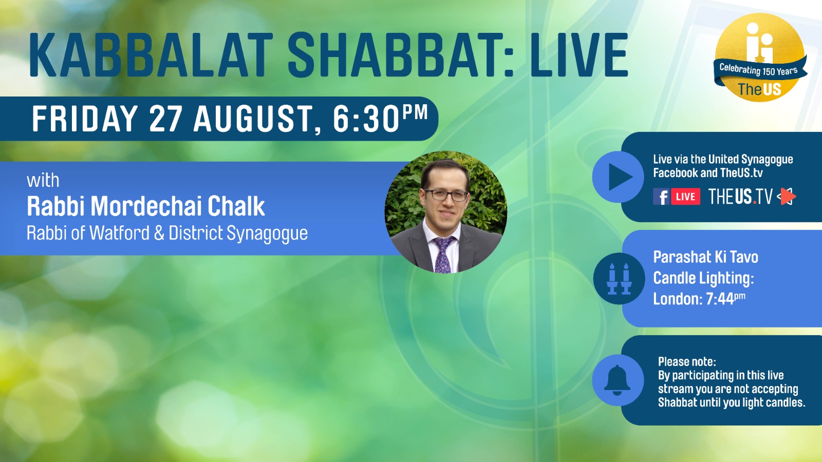 Kabbalat Shabbat Live at 6:30pm