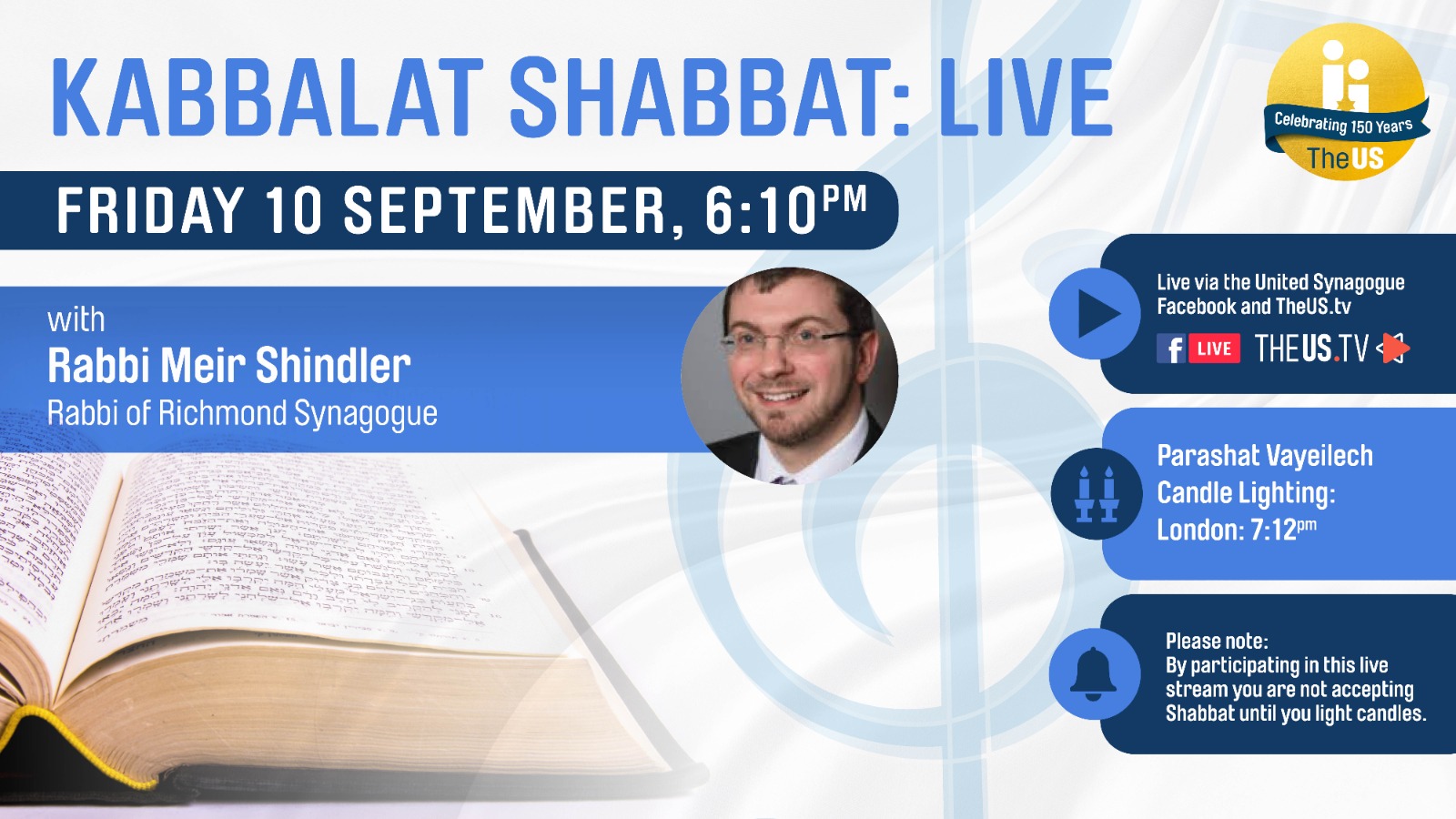 Kabbalat Shabbat Live at 6:10pm