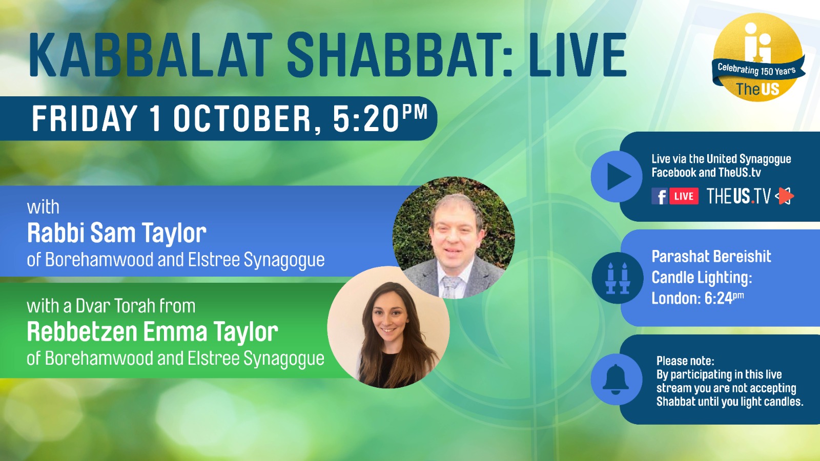 Kabbalat Shabbat at 5:20pm