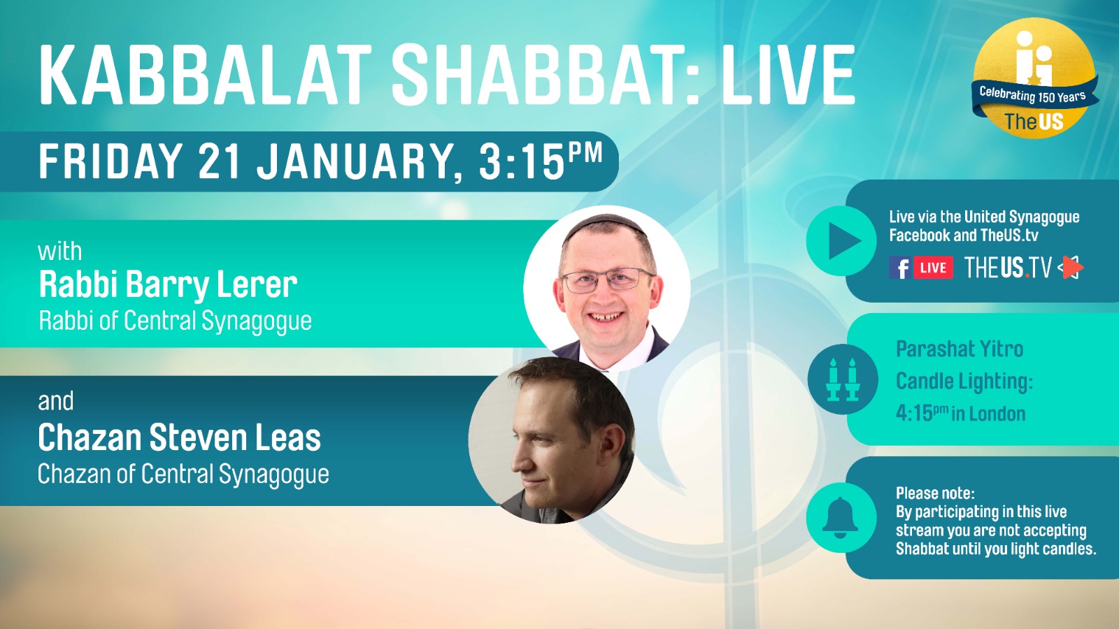 Kabbalat Shabbat at 3:15pm