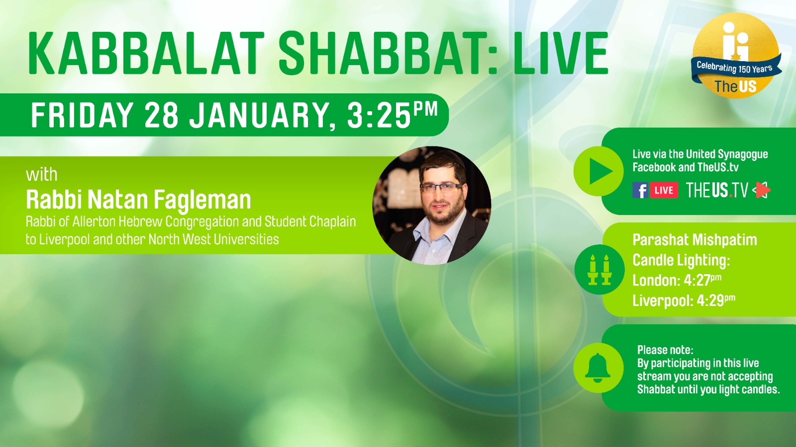 Kabbalat Shabbat at 3:25pm