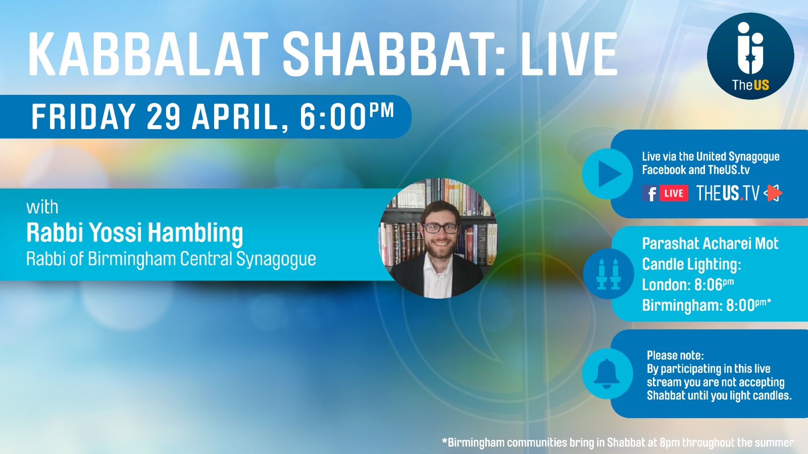 Kabbalat Shabbat at 6:00pm