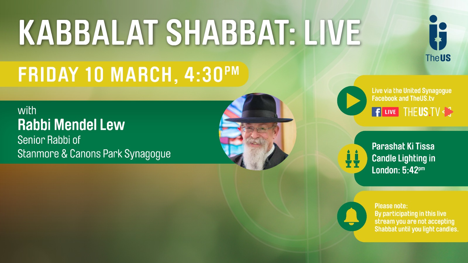 Kabbalat Shabbat at 4:30pm