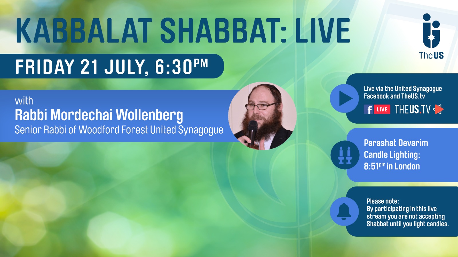 Kabbalat Shabbat Live at 6:30pm