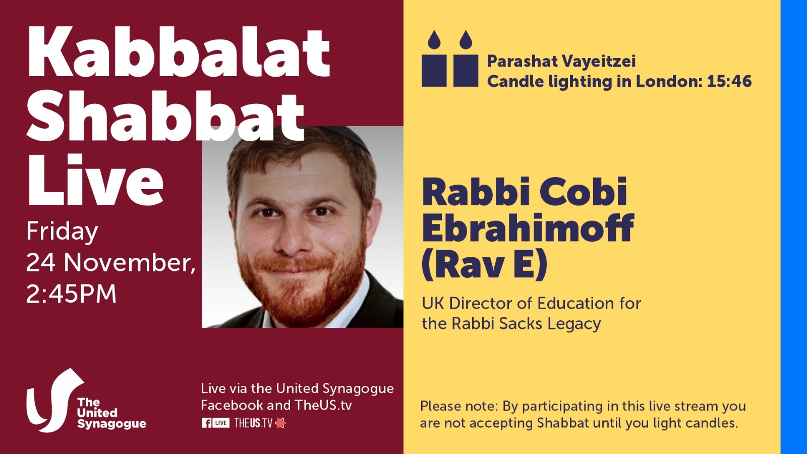 Kabbalat Shabbat at 2:45pm