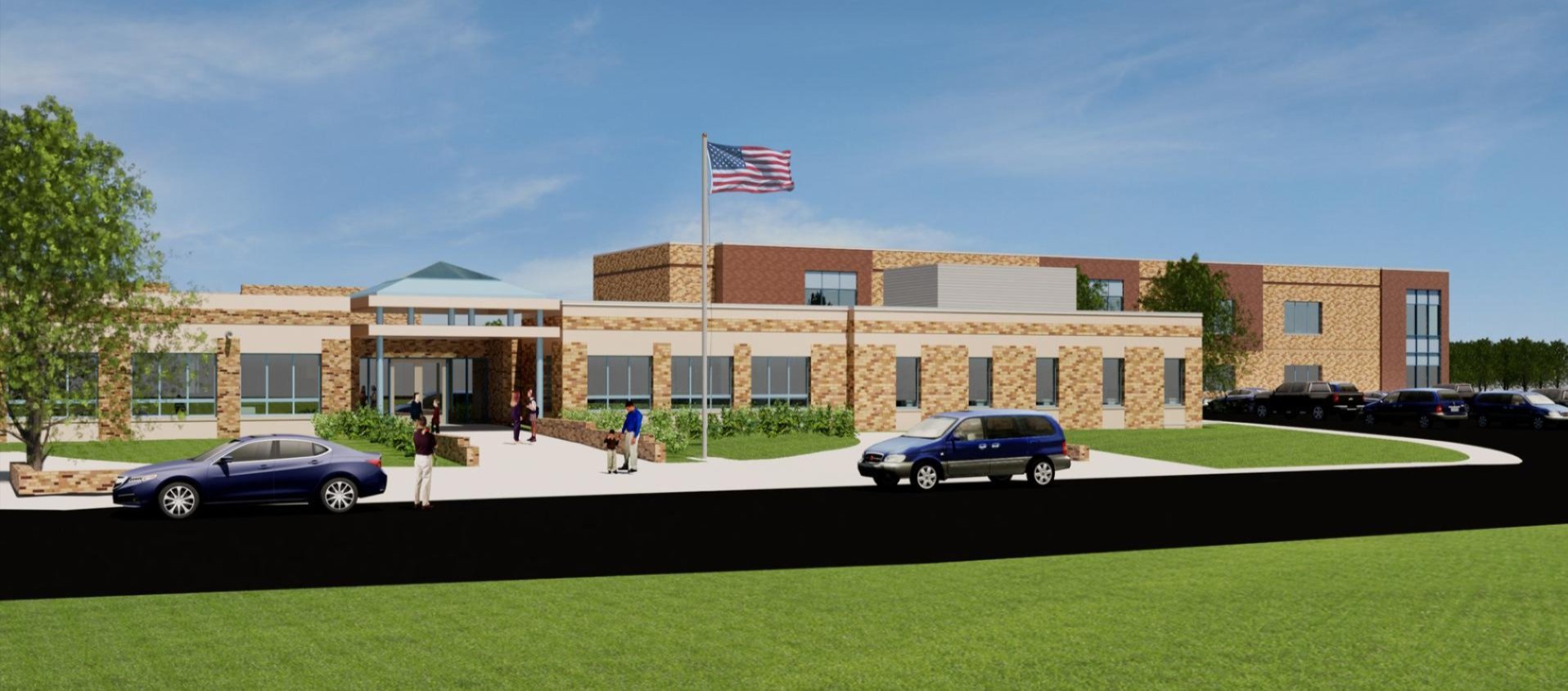 Front rendering of new Early Learning School