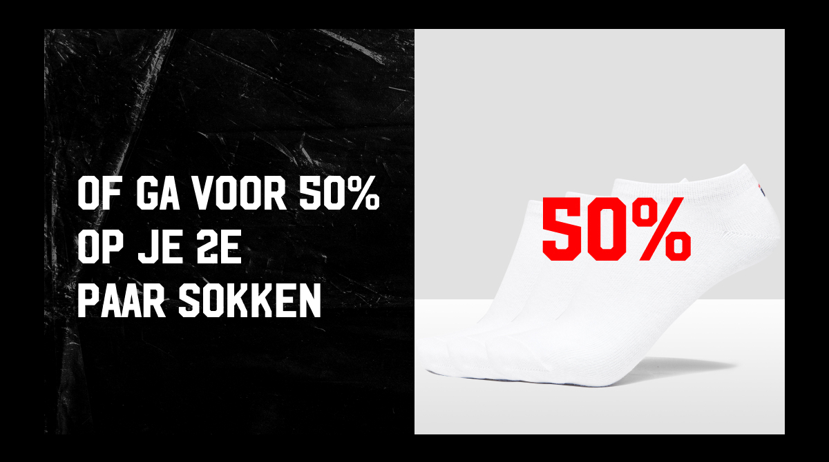 Of ga voor 50% op je 2e paar sokken