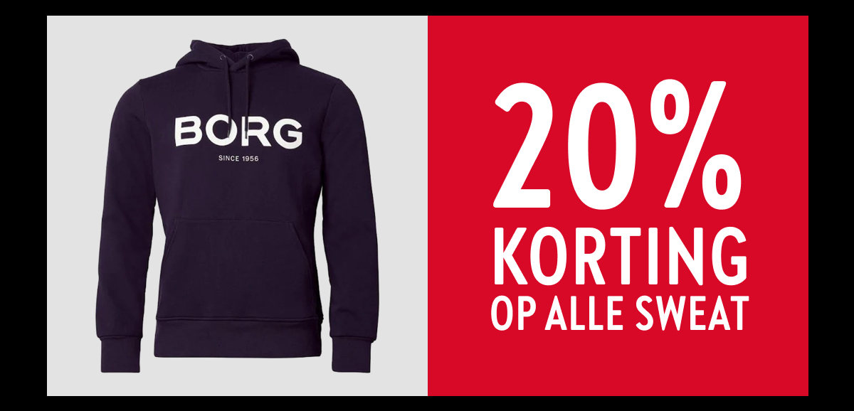 20% korting op alle Sweat