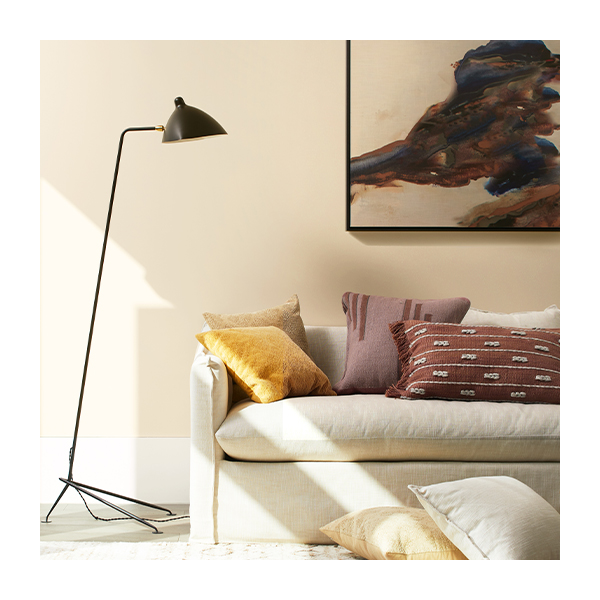 A room with off-white painted walls.