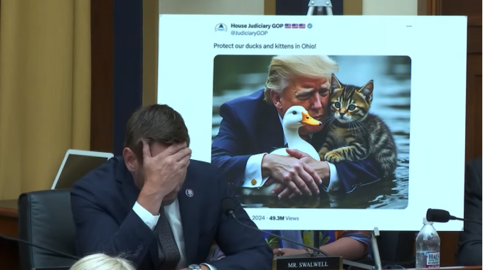 Fang Fang’s Boyfriend Eric Swalwell Loses His Mind Over Trump Cat Memes