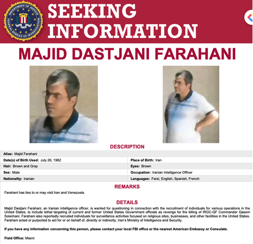 FBI searching for Iranian spy accused of plotting assassinations of US officials