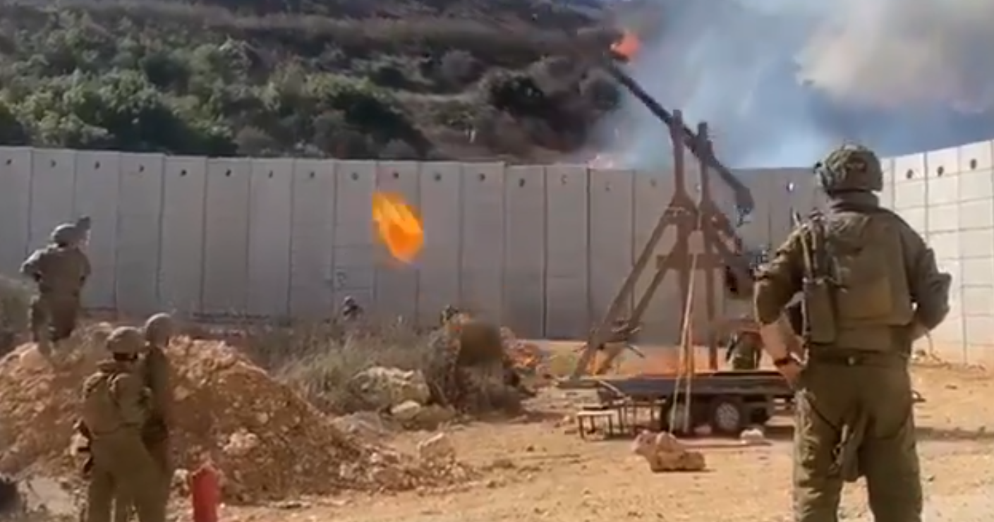 Watch: IDF Uses Medieval Catapult Weapon To Ignite Concealed Hezbollah Positions