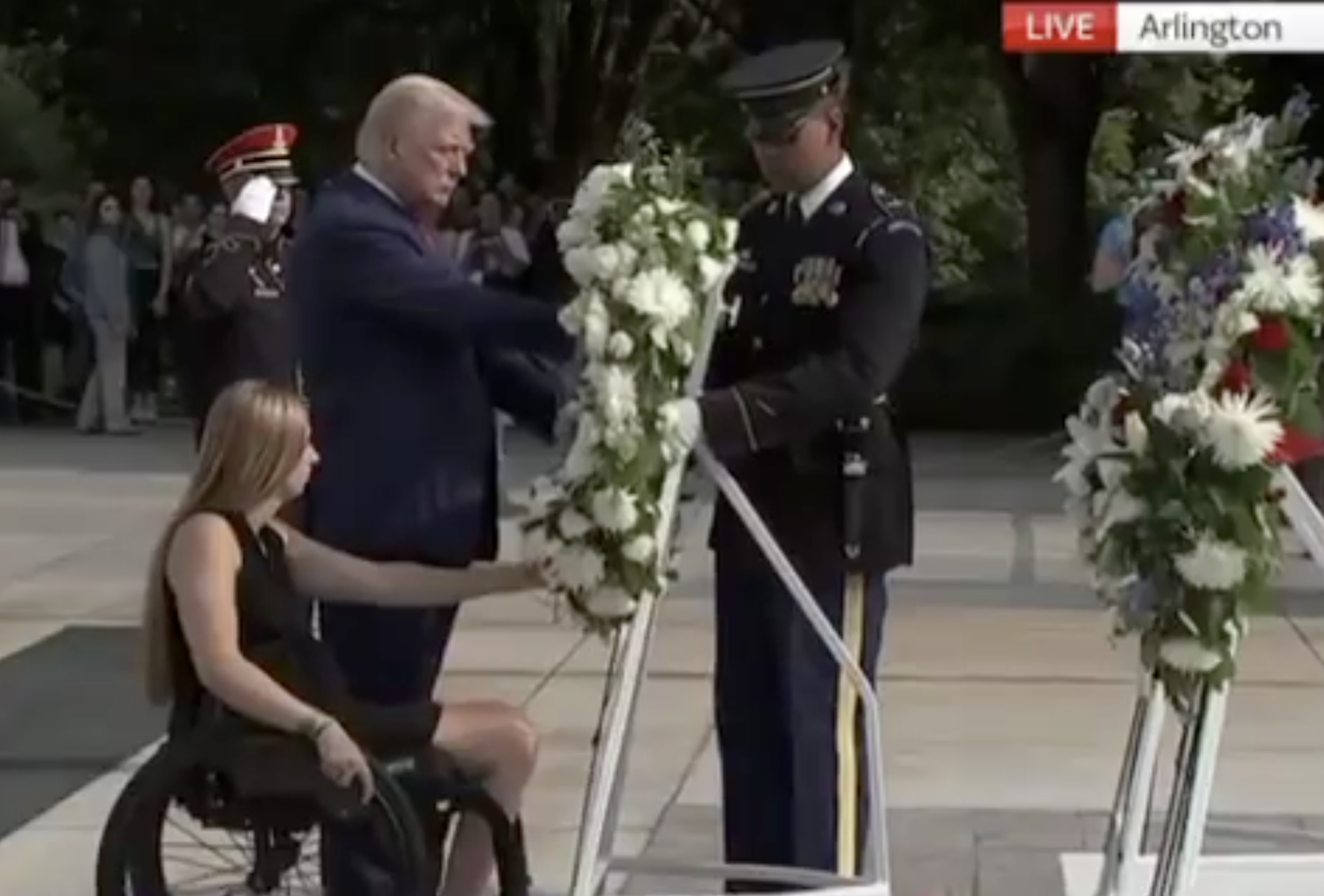 Trump lays wreath to mark anniversary of deadly bombing during U.S. pullout from Afghanistan