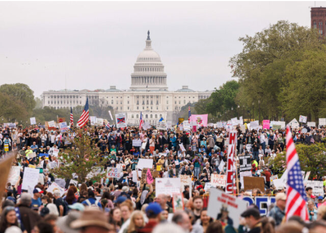 Thousands of Protesters Gather for ‘Hands Off!’ Rallies Across U.S.