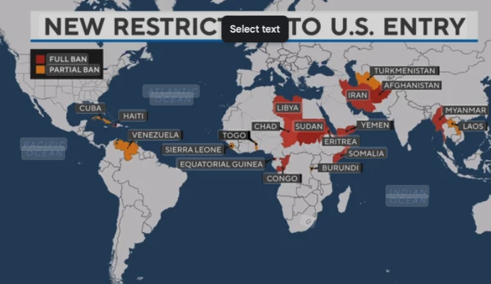 Trump's new travel ban takes effect, limiting entry to US from 12 countries, restricting 7 others