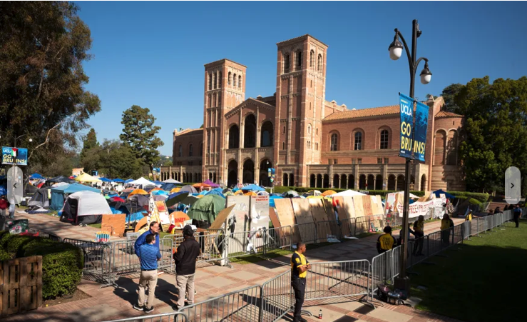 Pro-Palestinian, pro-Israel protesters clash on UCLA campus