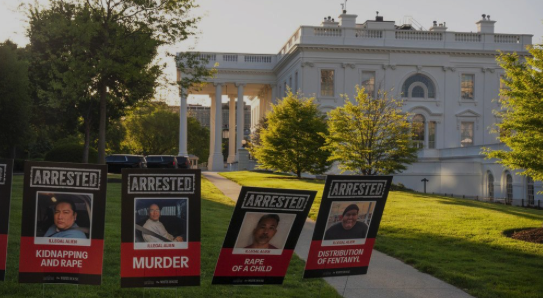 Trump Admin Places Illegal Alien Lawn Signs Right at White House Media Row