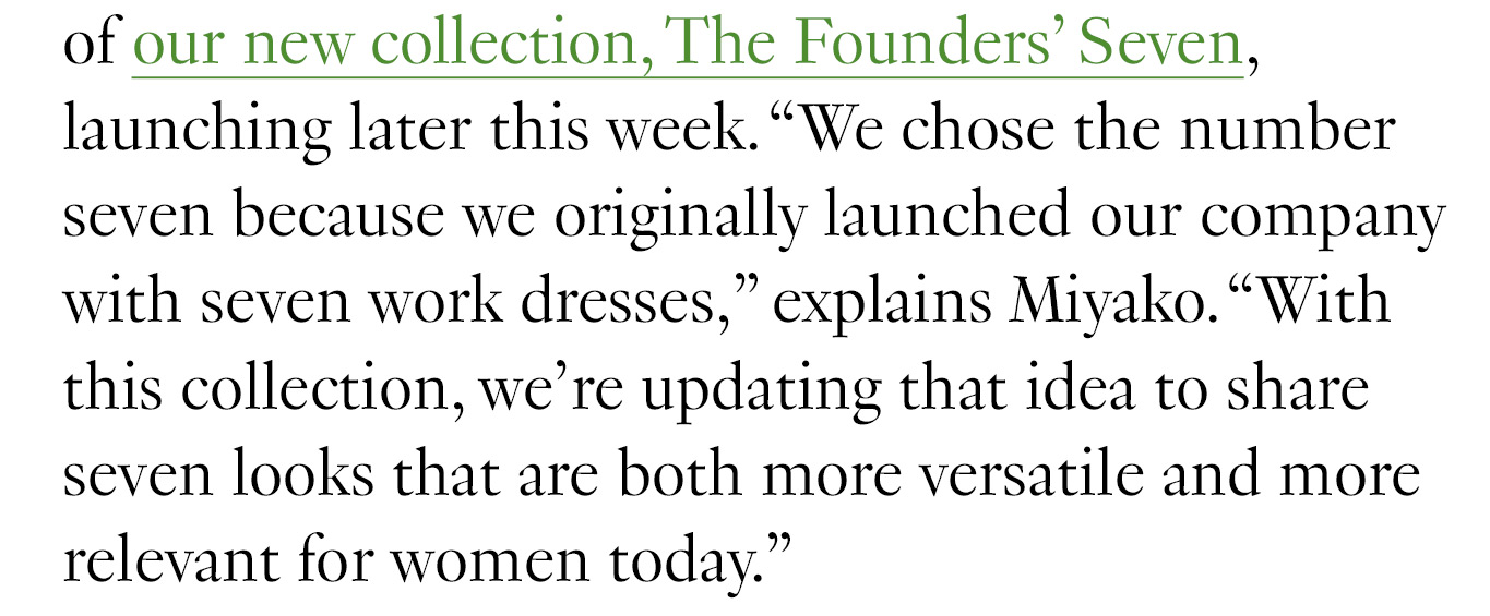These seven outfit concepts form the basis of our new collection, The Founders’ Seven, launching later this week.