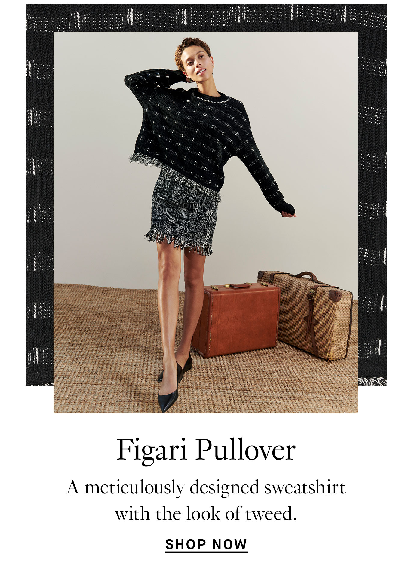 The Figari Pullover: A meticulously designed sweatshirt the look of tweed. Shop Now.