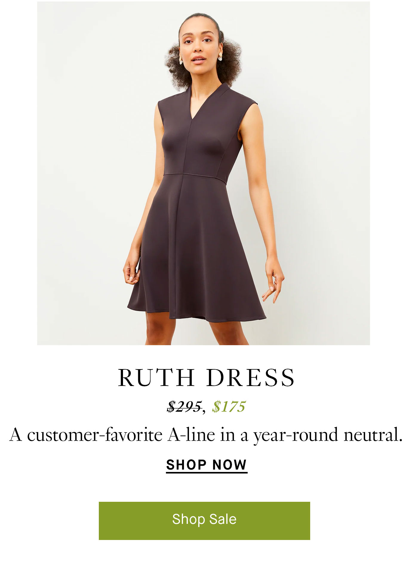 The Ruth Dress: A customer-favorite A-line in a year-round neutral. Shop Sale.