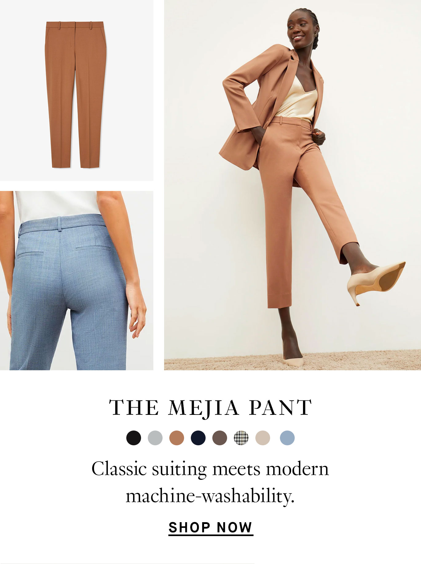 Mejia Pant: Classic suiting meets modern machine-washability. Shop Now.