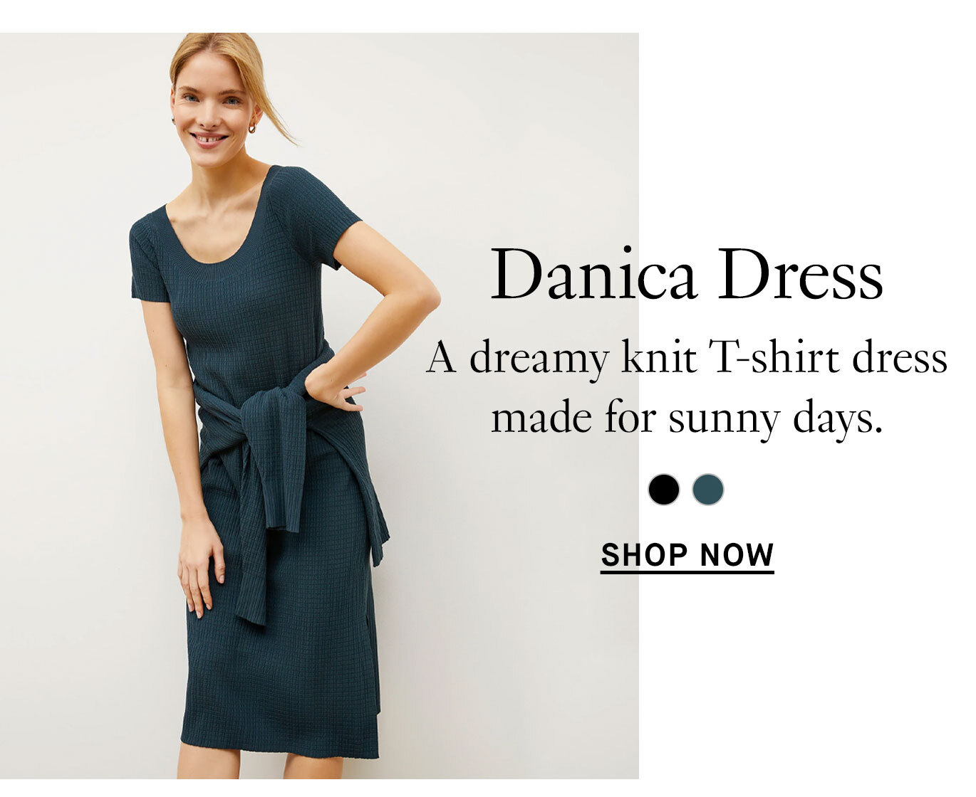 The Danica Dress: A dreamy knit T-shirt dress made for sunny days. Shop now.