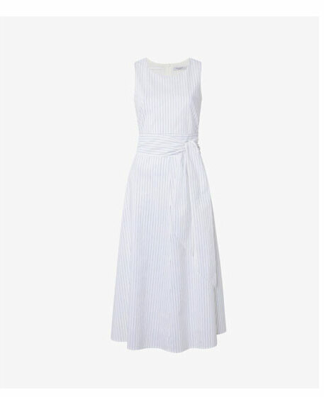 Shop the Fatima Dress in blue/ivory stripe..