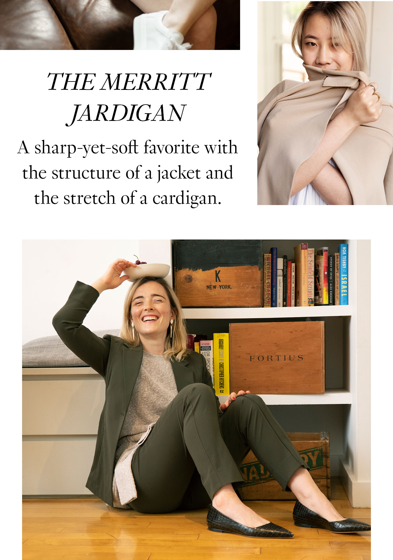 The Merritt Jardigan: A sharp-yet-soft favorite with the structure of a jacket and the stretch of a cardigan.