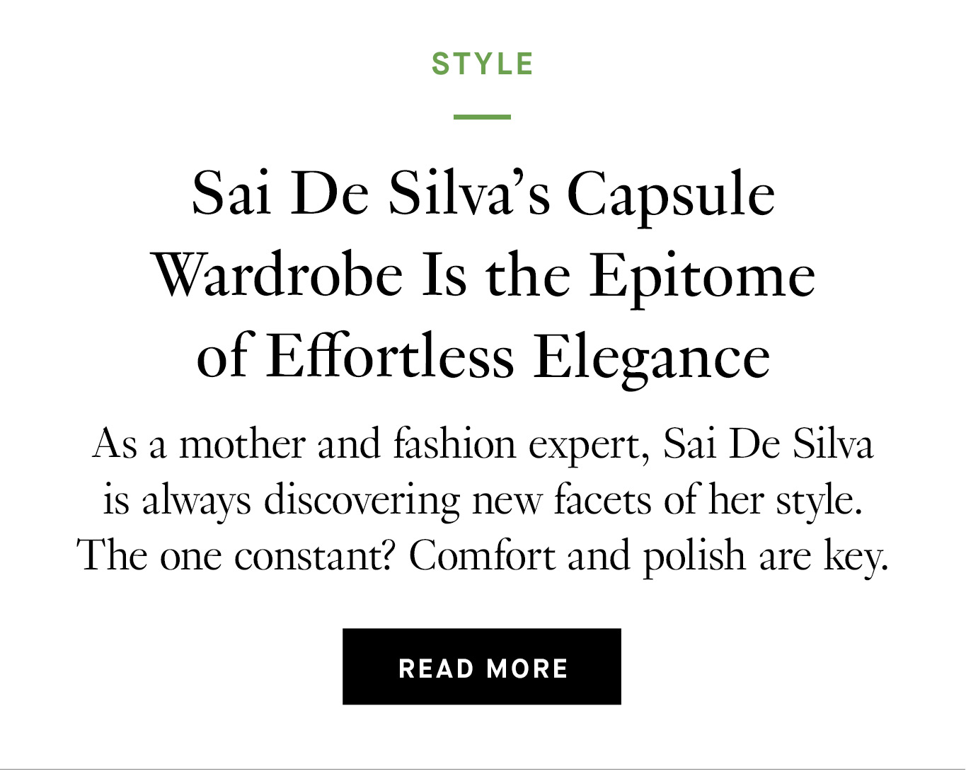 Sai De Silva’s Capsule Wardrobe Is the Epitome of Effortless Elegance. Read More.